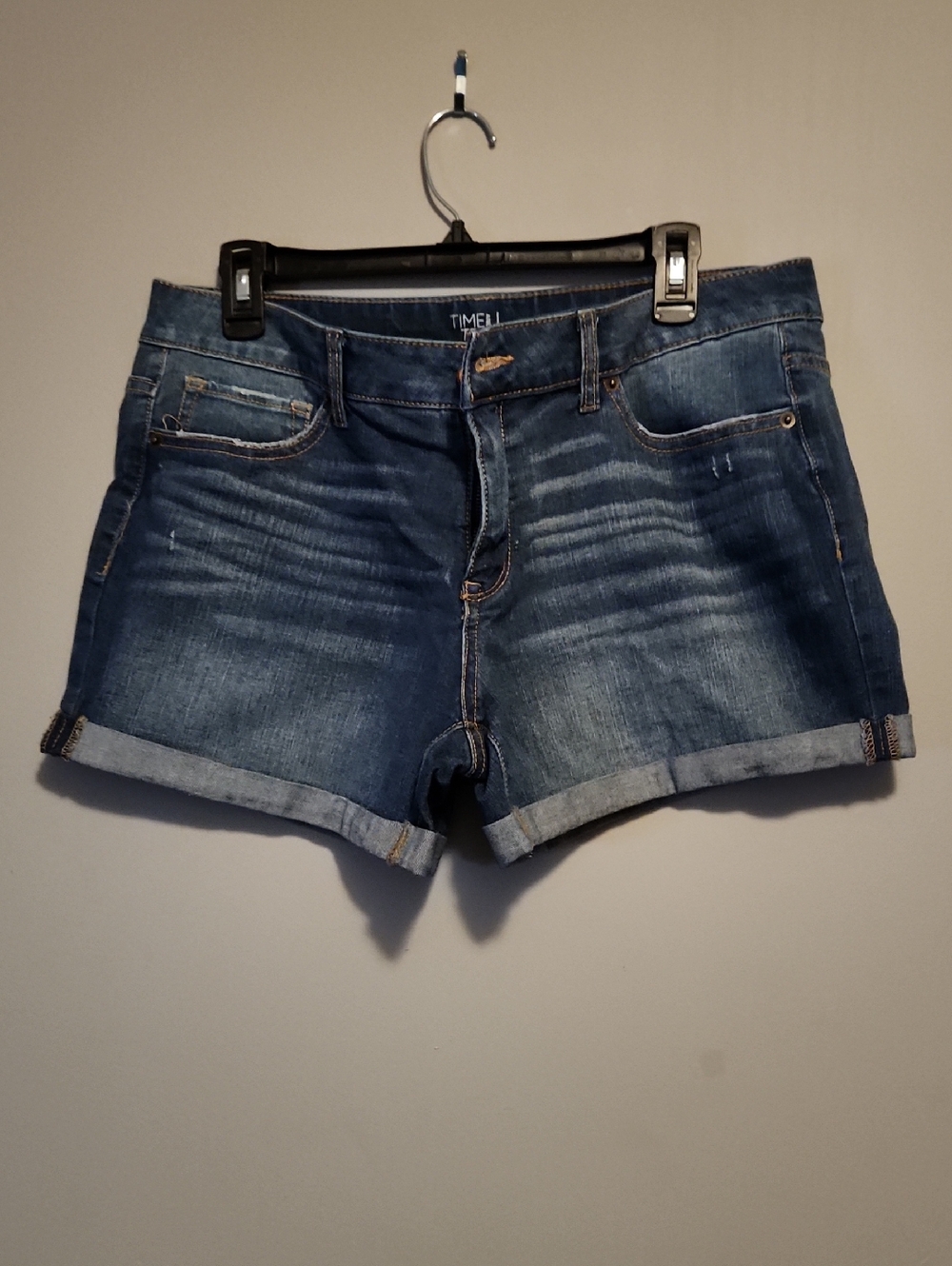 Time and Tru Blue Rolled-Hem Jean Shorts